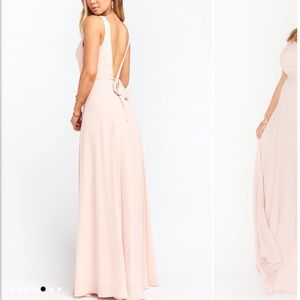 Dusty Rose Light Pink Maxi Bridesmaids Dress